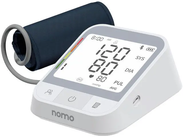 Main image of Blood Pressure Monitor Upper Arm Cuff with Bluetooth App Sync, Irregular Heartbeat Detection, WHO Risk Indicator, Dual User Profiles, Large Display, Batteries Included