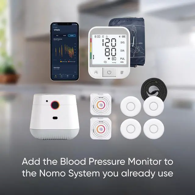 Alt view image 6 of 6 - Blood Pressure Monitor Upper Arm Cuff with Bluetooth App Sync, Irregular Heartbeat Detection, WHO Risk Indicator, Dual User Profiles, Large Display, Batteries Included