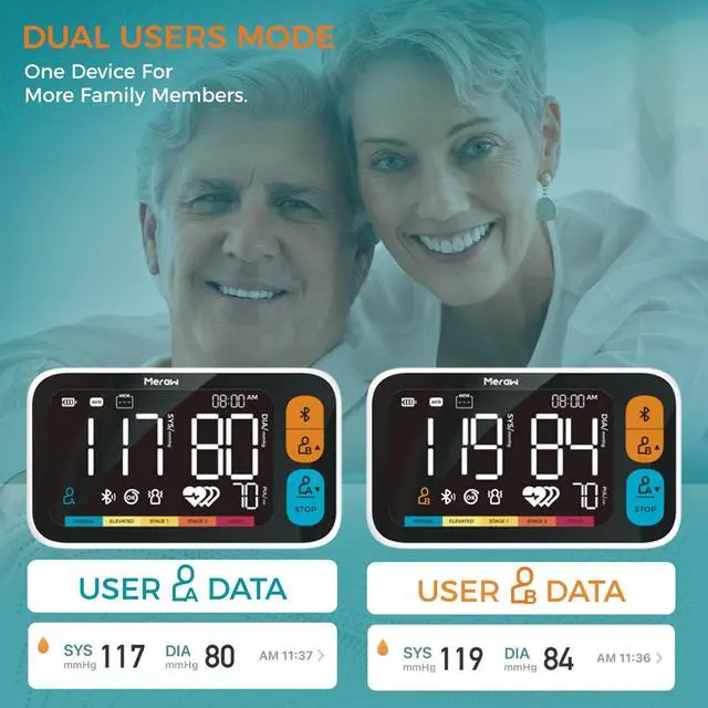 Alt view image 3 of 6 - Blood Pressure Cuff Automatic Arm, Blood Pressure Monitor Home Use, Blood Pressure Machine Large Arm 8.6-16.5" Dual Users Bluetooth APP High Accuracy Irregular Heartbeat Monitoring Bag