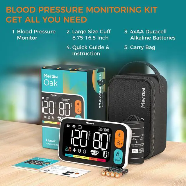 Alt view image 5 of 6 - Blood Pressure Cuff Automatic Arm, Blood Pressure Monitor Home Use, Blood Pressure Machine Large Arm 8.6-16.5" Dual Users Bluetooth APP High Accuracy Irregular Heartbeat Monitoring Bag