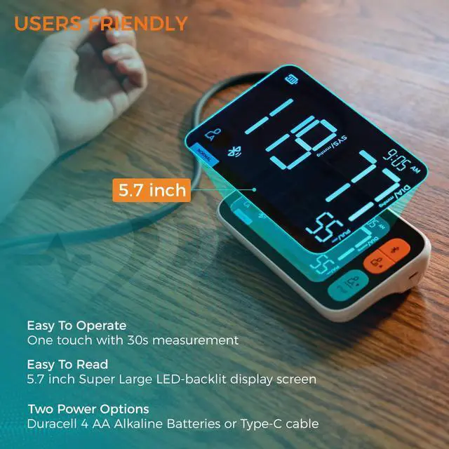 Alt view image 6 of 6 - Blood Pressure Cuff Automatic Arm, Blood Pressure Monitor Home Use, Blood Pressure Machine Large Arm 8.6-16.5" Dual Users Bluetooth APP High Accuracy Irregular Heartbeat Monitoring Bag