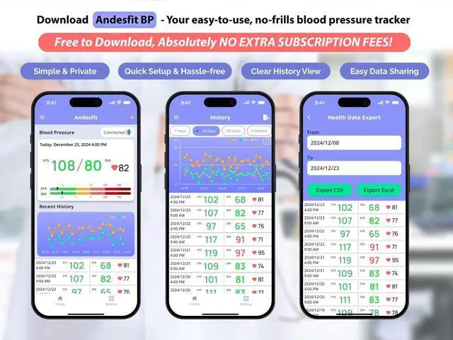 Alt view image 4 of 6 - Wireless Bluetooth Accurate Automatic Upper Arm Type Blood Pressure Monitor for Home use with 17" Large and 21" Extra Large XL bp Cuff Color Screen USB Blood Pressure Machine Apple Health Free APP