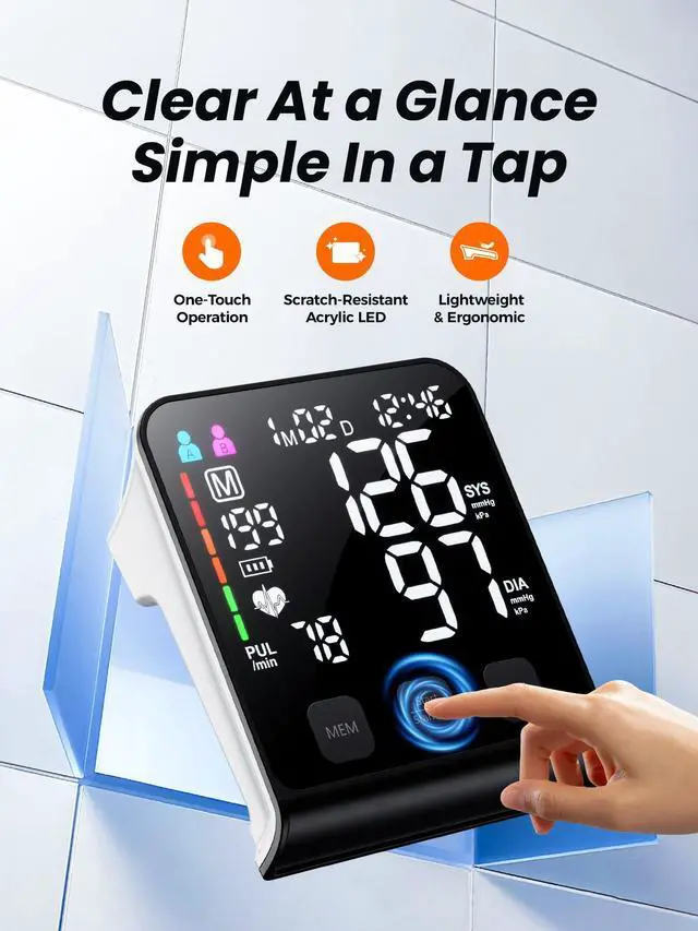 Alt view image 2 of 7 - Upper Arm Electronic Blood Pressure Monitor (U80 Series) -Automatic Upper Arm Blood Pressure Monitor,Wide-Range Cuff, Large LED Backlit Display,Accurate Automatic Digital BP Monitor