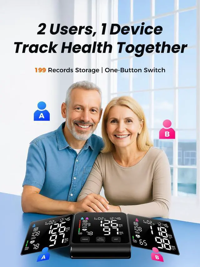 Alt view image 3 of 7 - Upper Arm Electronic Blood Pressure Monitor (U80 Series) -Automatic Upper Arm Blood Pressure Monitor,Wide-Range Cuff, Large LED Backlit Display,Accurate Automatic Digital BP Monitor