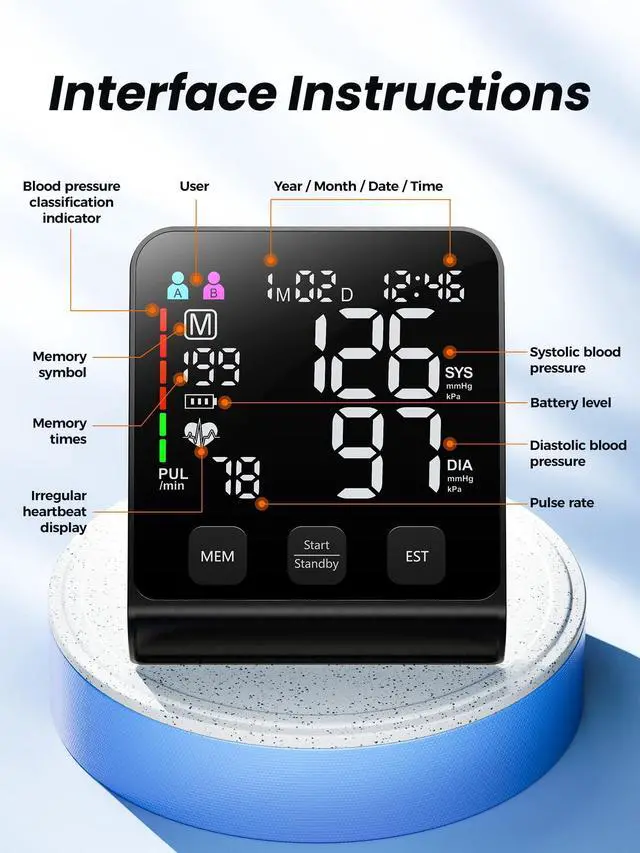 Alt view image 5 of 7 - Upper Arm Electronic Blood Pressure Monitor (U80 Series) -Automatic Upper Arm Blood Pressure Monitor,Wide-Range Cuff, Large LED Backlit Display,Accurate Automatic Digital BP Monitor