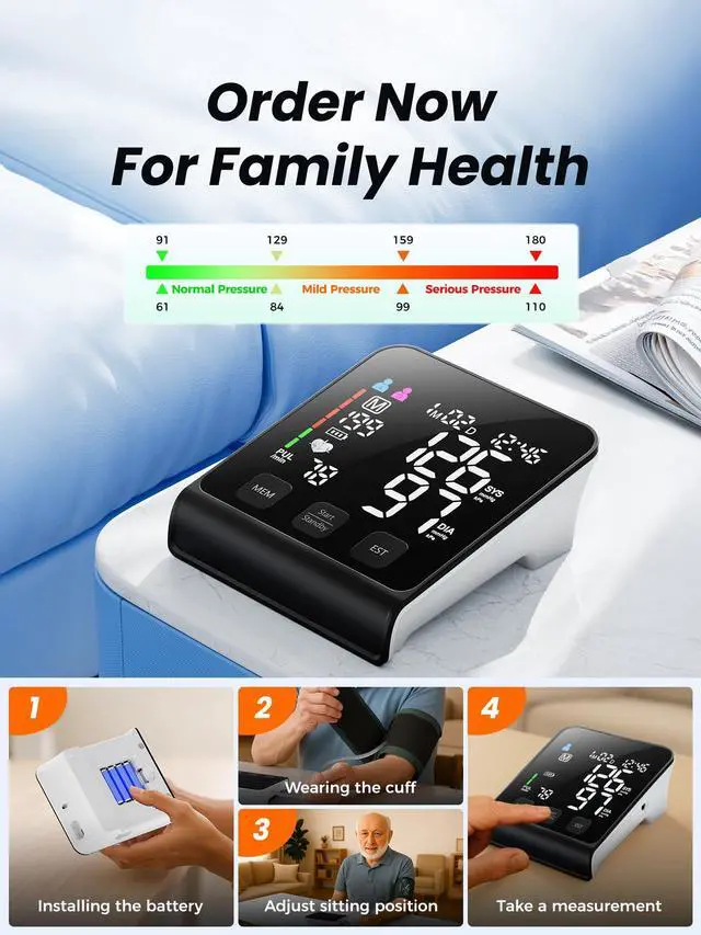Alt view image 7 of 7 - Upper Arm Electronic Blood Pressure Monitor (U80 Series) -Automatic Upper Arm Blood Pressure Monitor,Wide-Range Cuff, Large LED Backlit Display,Accurate Automatic Digital BP Monitor
