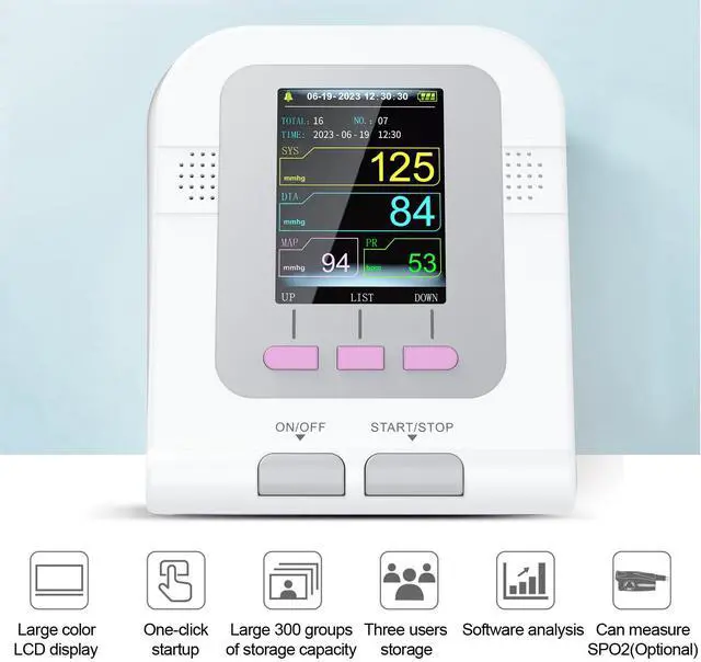 Alt view image 5 of 7 - Fully Automatic Upper Arm Blood Pressure Monitor 3 Mode 4 Cuffs Without Adapter Electronic Sphygmomanometer