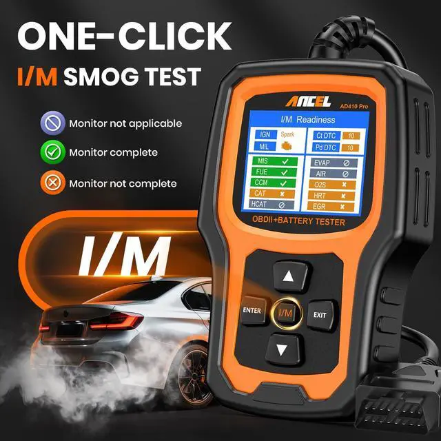 Alt view image 7 of 7 - AD410 PRO OBD2 Scanner and Battery Tester, 2-in-1 Car Diagnostic Tool, Check Engine Light, EVAP Test, Live Data, 12V Battery Analyzer with Cranking & Charging System Test for Car Motorcycle