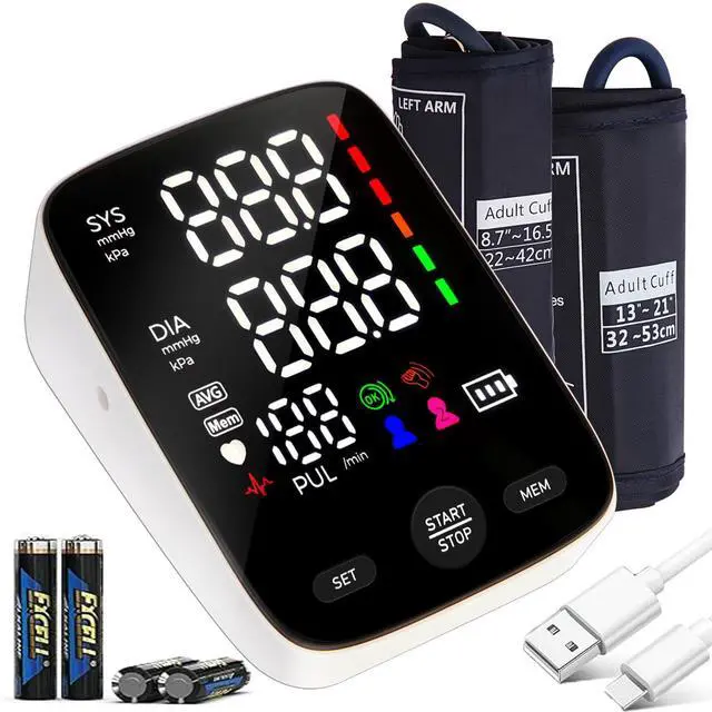 Main image of Blood Pressure Monitor Upper Arm,Accurate Digital BP Machine for Home Use,2-User 240 Sets Memory,2 M/XL Cuffs (8.7"-21"),Large Backlit LED,Lifetime Support