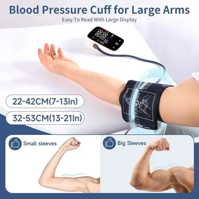 Alt view image 2 of 6 - Blood Pressure Monitor Upper Arm,Accurate Digital BP Machine for Home Use,2-User 240 Sets Memory,2 M/XL Cuffs (8.7"-21"),Large Backlit LED,Lifetime Support