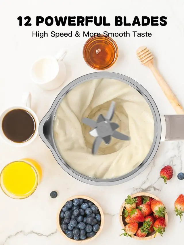 Alt view image 5 of 7 - 40oz Nut Milk Maker Machine - Multi-Functional Automatic Almond with 10 Blades, Plant-Based, Oat, Soy, and Dairy Free Beverages 12 Hours Timer/Auto-clean/Room Temp/Keep Warm/Boil, White