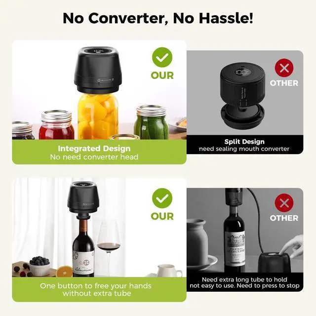 Alt view image 4 of 7 - Upgraded Electric Mason Jar Vacuum Sealer, 3-in-1 Automatic Vacuum Sealer Kit for Canning with Wide and Regular Mouth Mason Lids, Portable Mason Jar Sealer for Vacuum Bag, Gifts for Mom