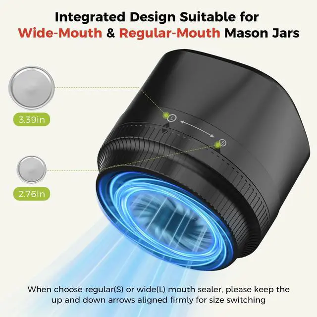 Alt view image 5 of 7 - Upgraded Electric Mason Jar Vacuum Sealer, 3-in-1 Automatic Vacuum Sealer Kit for Canning with Wide and Regular Mouth Mason Lids, Portable Mason Jar Sealer for Vacuum Bag, Gifts for Mom