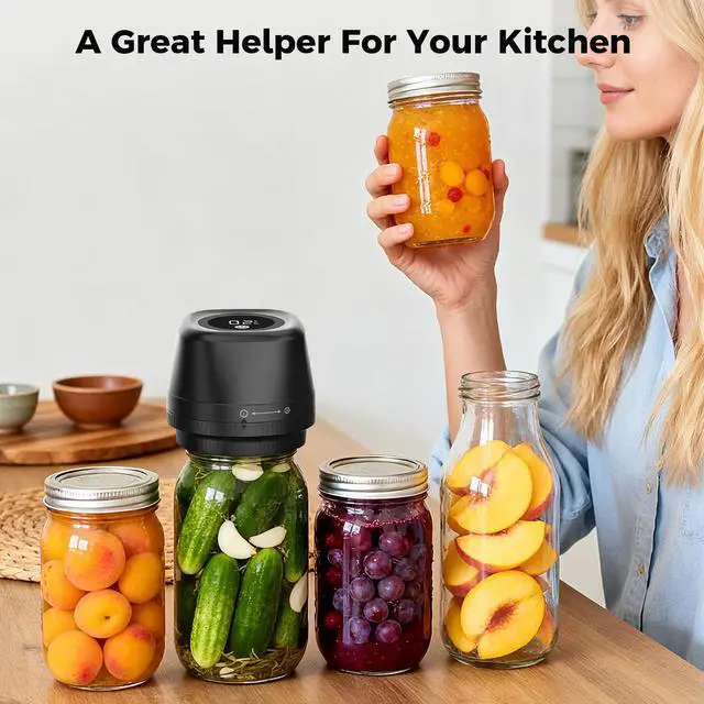Alt view image 7 of 7 - Upgraded Electric Mason Jar Vacuum Sealer, 3-in-1 Automatic Vacuum Sealer Kit for Canning with Wide and Regular Mouth Mason Lids, Portable Mason Jar Sealer for Vacuum Bag, Gifts for Mom
