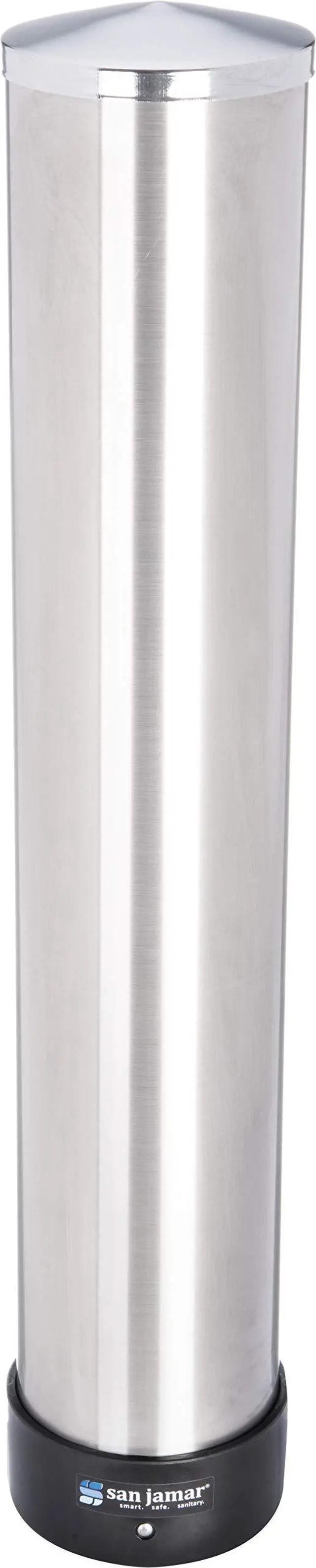 Main image of San Jamar Pull-Type Cup Dispenser 12-24 Oz. Cups for Restaurants, Home, and Office, Plastic, 23.5 Inches, Silver