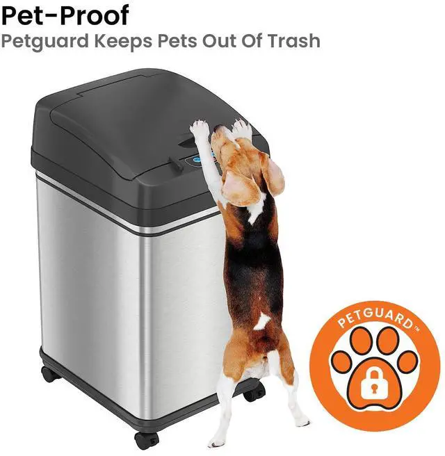 Alt view image 2 of 6 - 8 Gallon Dog-Proof Sensor Kitchen Trash Can with Lid and Odor Filter, Stainless Steel 30 Liter Automatic Recycling Bin Prevents Pets Getting in Trashcan Bedroom Home Office Bathroom