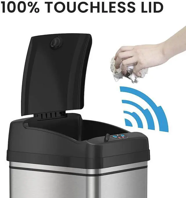 Alt view image 3 of 6 - 8 Gallon Dog-Proof Sensor Kitchen Trash Can with Lid and Odor Filter, Stainless Steel 30 Liter Automatic Recycling Bin Prevents Pets Getting in Trashcan Bedroom Home Office Bathroom