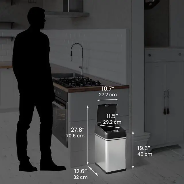 Alt view image 6 of 6 - 8 Gallon Dog-Proof Sensor Kitchen Trash Can with Lid and Odor Filter, Stainless Steel 30 Liter Automatic Recycling Bin Prevents Pets Getting in Trashcan Bedroom Home Office Bathroom