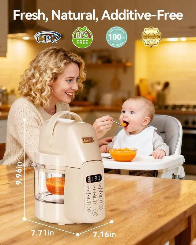 Alt view image 2 of 7 - Glass Baby Food Maker, One Step Baby Food Processor Steamer Puree Blender Grinder Mills Machine, Auto Cooking & Grinding for Healthy Homemade Baby Food with 3 Age Stages, BPA-Free