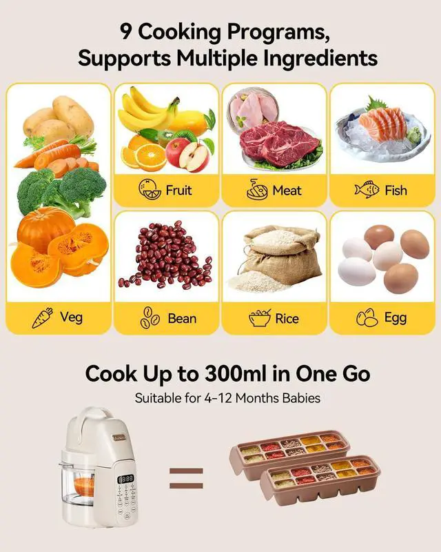 Alt view image 4 of 7 - Glass Baby Food Maker, One Step Baby Food Processor Steamer Puree Blender Grinder Mills Machine, Auto Cooking & Grinding for Healthy Homemade Baby Food with 3 Age Stages, BPA-Free