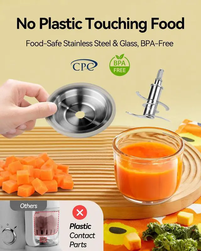 Alt view image 5 of 7 - Glass Baby Food Maker, One Step Baby Food Processor Steamer Puree Blender Grinder Mills Machine, Auto Cooking & Grinding for Healthy Homemade Baby Food with 3 Age Stages, BPA-Free