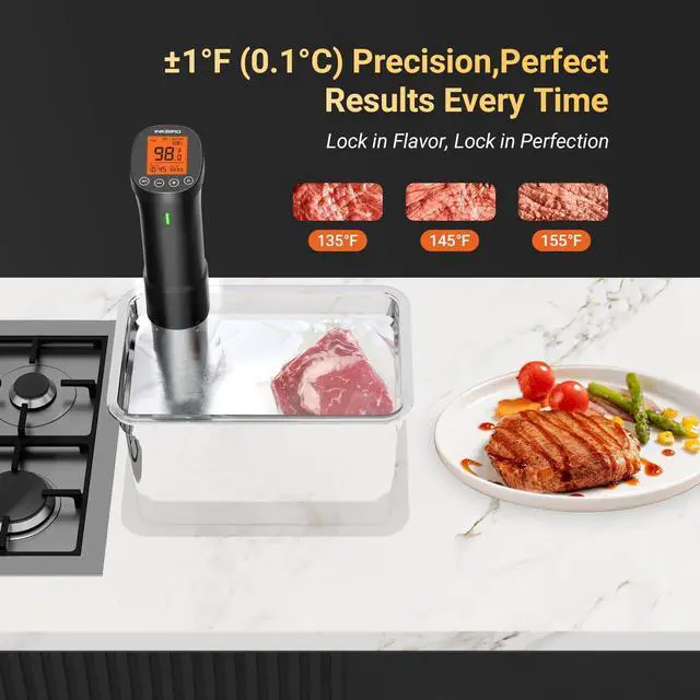 Alt view image 4 of 7 - 2.4G WIFI Sous Vide Cooker Sous Vide Machine with APP Control, 1000 Watts Immersion Circulator with APP Recipes Timer Alarm Mobile Notification, 3D Water Fast Heating Ultra-Quiet
