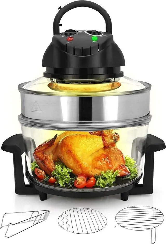 Main image of 18 Quart Convection Countertop Air Fryer - See through Glass for Best Cooking Results - Air Fryer, Roaster, Bake, Grill, Steam & Roast - Includes Glass Bowl, Broil Rack & Toasting Rack