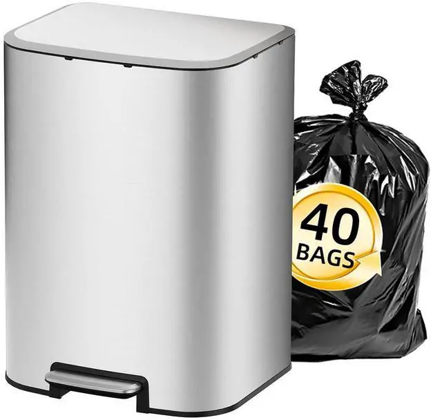 Main image of 5.3 Gallon Kitchen Trash Can with Lid, Heavy Duty Hands-Free Stainless Steel Commercial Step Trash Bin with Removable Inner Bucket, Pedal Rubbish Bin for Home Office and Kitchen, 20L/5.3Gal
