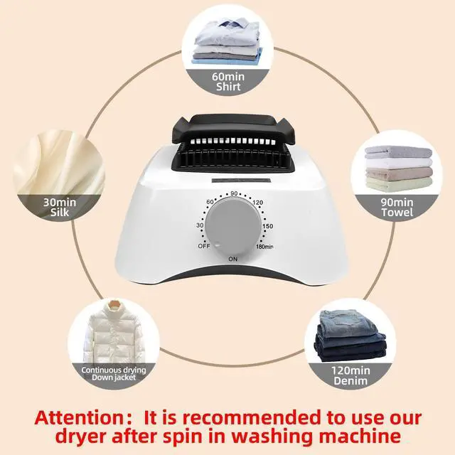 Alt view image 3 of 7 - Portable Clothes Dryer, 1000W Drying Machine for Laundry Double Layers Portable Dryer Stainless Steel Mini Dryer for Apartments Home Dorms Travel RVs with Timer and Fabric Cover