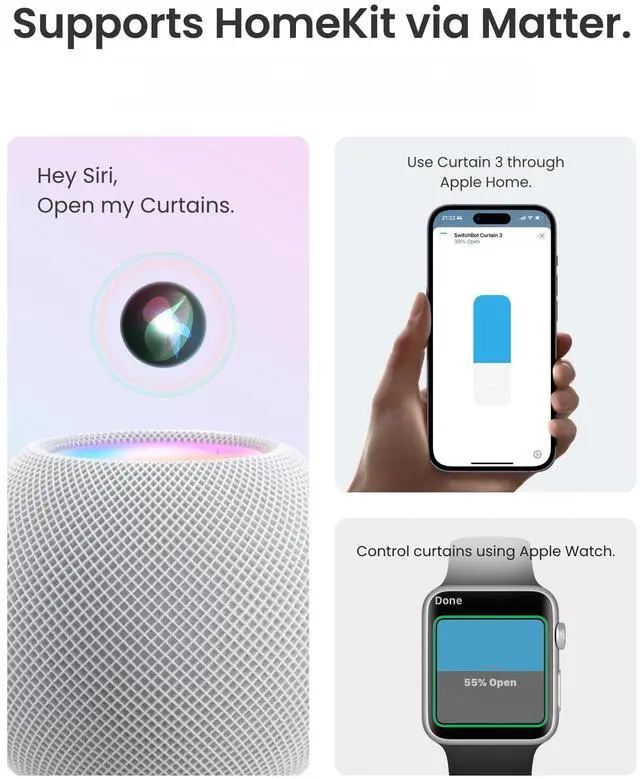 Alt view image 7 of 7 - Automatic Curtain Opener - Bluetooth Remote Control Smart Curtain with App/Timer, Upgraded High-Performance Motor, Add Hub to Work with Alexa, Google Home, HomeKit