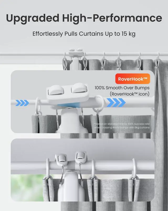 Alt view image 4 of 7 - Automatic Curtain Opener - Bluetooth Remote Control Smart Curtain with App/Timer, Upgraded High-Performance Motor, Add Hub to Work with Alexa, Google Home, HomeKit