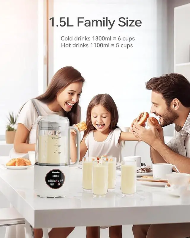 Alt view image 5 of 7 - Nut Milk Maker, 50oz Automatic Soy Milk Maker with Spin Clean Brush and Nut Milk Bag, Homemade Plant-Based Oat Milk Machine with Auto Clean, Boil Water, Delay Start, Keep Warm, white