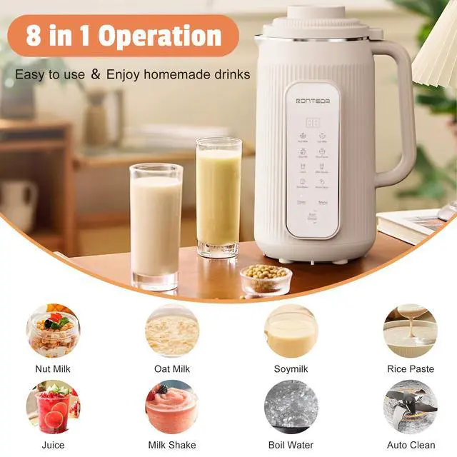 Alt view image 2 of 7 - 8 in 1 Automatic Nut Milk Maker - 20oz Soy Milk Maker for Homemade Nut Milk,Oat Milk,Soymilk,Almond Milk,Plant Based Milk,Rice Paste,Juice,Milk Shake,Boil Water with Auto-Clean & Timer