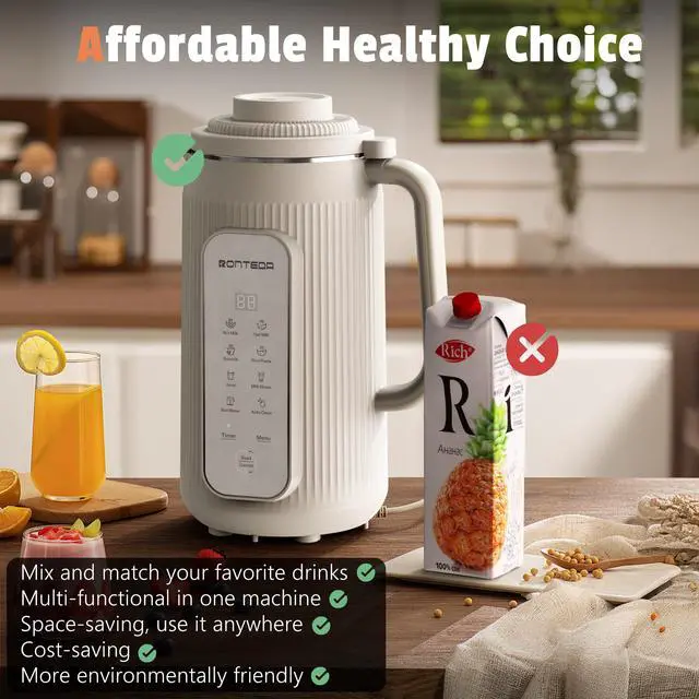 Alt view image 5 of 7 - 8 in 1 Automatic Nut Milk Maker - 20oz Soy Milk Maker for Homemade Nut Milk,Oat Milk,Soymilk,Almond Milk,Plant Based Milk,Rice Paste,Juice,Milk Shake,Boil Water with Auto-Clean & Timer