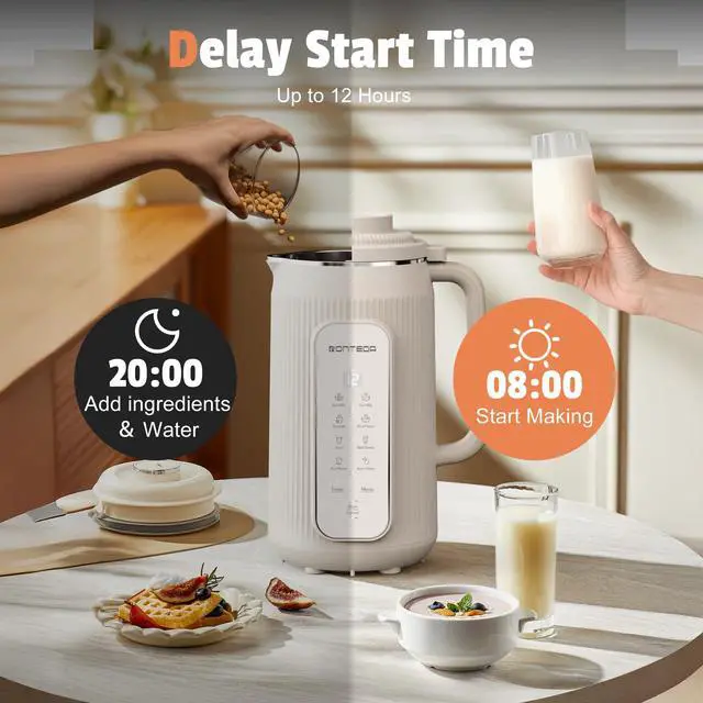 Alt view image 3 of 7 - 8 in 1 Automatic Nut Milk Maker - 20oz Soy Milk Maker for Homemade Nut Milk,Oat Milk,Soymilk,Almond Milk,Plant Based Milk,Rice Paste,Juice,Milk Shake,Boil Water with Auto-Clean & Timer