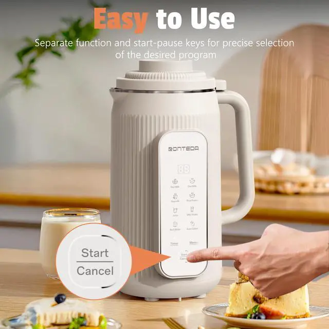 Alt view image 7 of 7 - 8 in 1 Automatic Nut Milk Maker - 20oz Soy Milk Maker for Homemade Nut Milk,Oat Milk,Soymilk,Almond Milk,Plant Based Milk,Rice Paste,Juice,Milk Shake,Boil Water with Auto-Clean & Timer