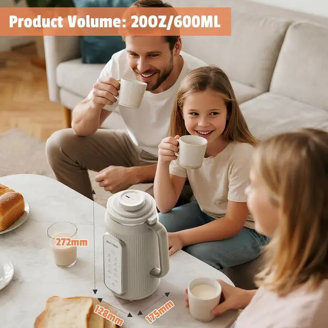 Alt view image 6 of 7 - 8 in 1 Automatic Nut Milk Maker - 20oz Soy Milk Maker for Homemade Nut Milk,Oat Milk,Soymilk,Almond Milk,Plant Based Milk,Rice Paste,Juice,Milk Shake,Boil Water with Auto-Clean & Timer