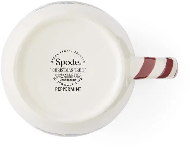 Alt view image 5 of 7 - Spode Christmas Tree 14 oz Holiday Mugs (Set of 4) - Festive Coffee Cups with Peppermint Candy Cane Handle, Stoneware Christmas Drinkware Ideal for Hot Cocoa, Holiday Tea & Winter Beverages