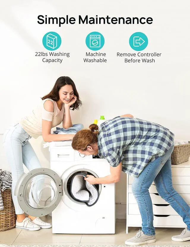 Alt view image 6 of 7 - Weighted Heating Pad 17''x 33" XXXL Electric Heating Pad for Back Pain Relief, 5LBS with 6 Heat Settings 2H Auto-Off Heat Pad for Shoulder Arms Legs Cramps Washable