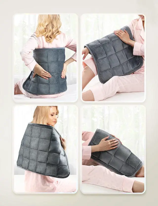 Alt view image 7 of 7 - Weighted Heating Pad 17''x 33" XXXL Electric Heating Pad for Back Pain Relief, 5LBS with 6 Heat Settings 2H Auto-Off Heat Pad for Shoulder Arms Legs Cramps Washable