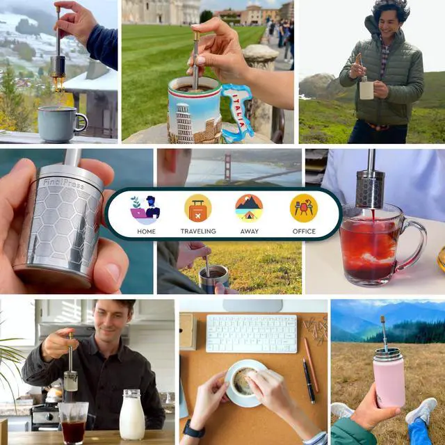 Alt view image 3 of 4 - Original Coffee & Tea Maker Portable Stainless Steel Micro French Press Patented 3-in-1 Technology for Hot, Iced & Cold Brew Perfect for Home, Camping & Travel