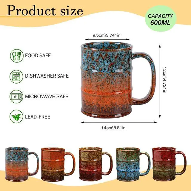 Alt view image 2 of 7 - Ceramic 20 oz Tea Cup - Large Coffee Mug for Office and Home - Dishwasher and Microwave Safe (4, Green and Blue)