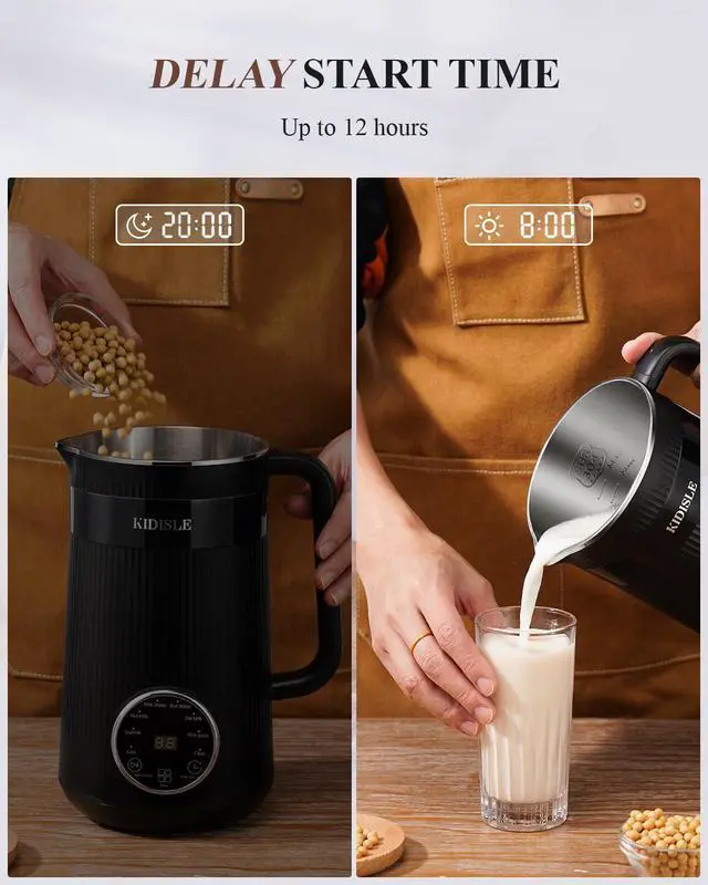 Alt view image 5 of 7 - 32oz Automatic Soy Machine for Homemade Almond, Oat, Coconut, Soy, Plant Based Milks and Non Dairy Beverages with Delay Start/Keep Warm/Self-Cleaning/Boil Water, Black