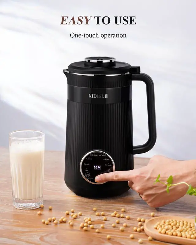 Alt view image 6 of 7 - 32oz Automatic Soy Machine for Homemade Almond, Oat, Coconut, Soy, Plant Based Milks and Non Dairy Beverages with Delay Start/Keep Warm/Self-Cleaning/Boil Water, Black