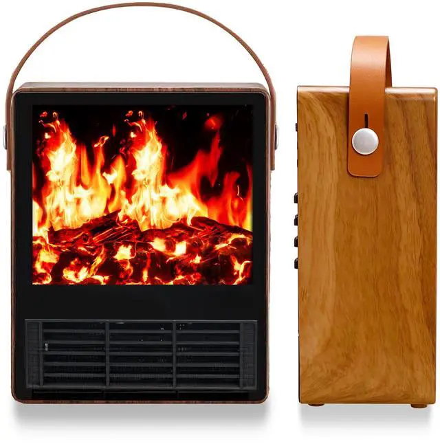 Main image of Electric Fireplace Heater with 3D Realistic Flame, 1500W/750W Adjustable Space Heater, Double Safety Protection, Walnut Wood Finish Portable Indoor Fireplace for Home & Office Christmas Decoration