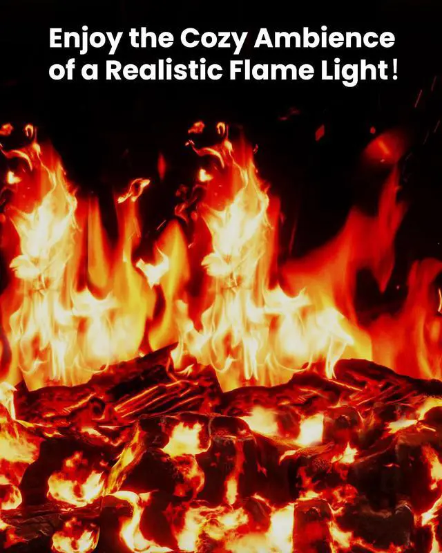 Alt view image 3 of 6 - Electric Fireplace Heater with 3D Realistic Flame, 1500W/750W Adjustable Space Heater, Double Safety Protection, Walnut Wood Finish Portable Indoor Fireplace for Home & Office Christmas Decoration