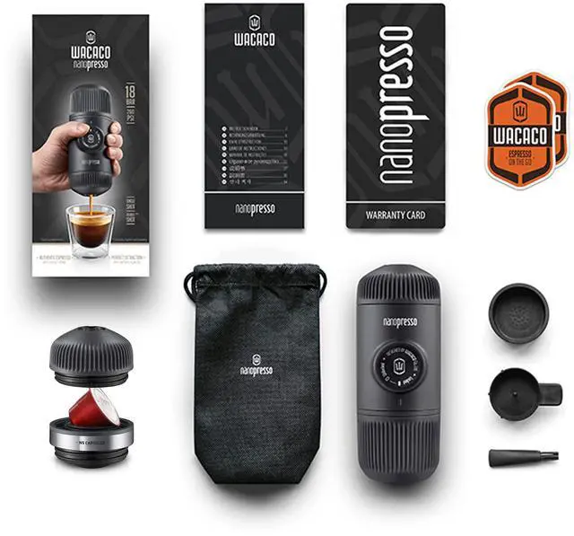 Alt view image 5 of 7 - Nanopresso Portable Espresso Maker Bundled with NS Adapter, Compatible with NS Capsules and Ground Coffee, Manually Travel Coffee Machine Set, Perfect for Camping