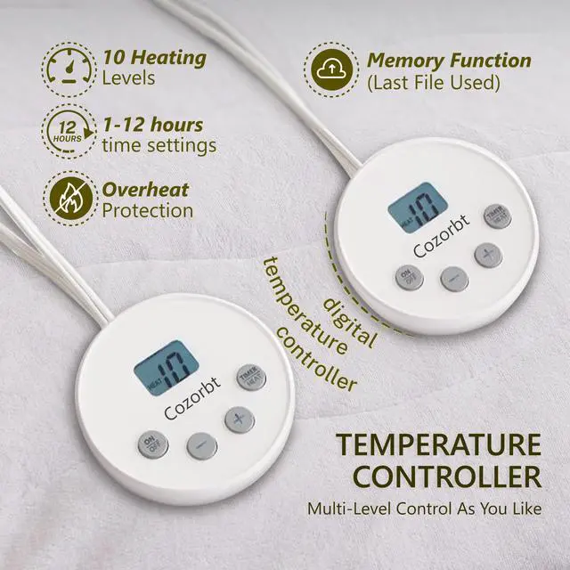 Alt view image 4 of 6 - Heated Quilted Wave Mattress Pad,King Size Dual Control,Soft Bed Warmer,10 Heat Settings,1-12 Hours Auto-Off,Fast Heating,ETL Certified,Machine Washable,Fit Up to 18" Deep Pocket,78"x80"