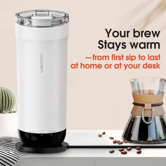 Alt view image 4 of 7 - S5 heated travel mug,16oz, Auto-Sensing AI Heats Drinks To 120-150°F Hands-Free. Temperature Control for All Cars, Perfect for Home/Office/Travel/Outdoor, Ideal Gift for Coffee Lovers - White