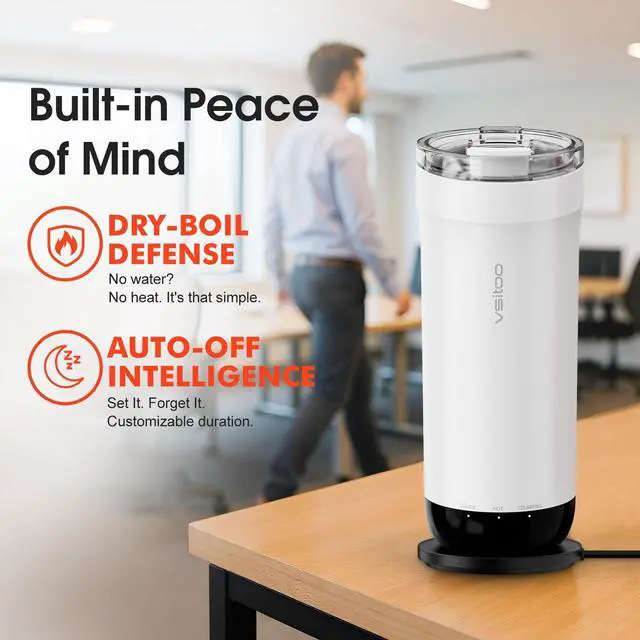 Alt view image 7 of 7 - S5 heated travel mug,16oz, Auto-Sensing AI Heats Drinks To 120-150°F Hands-Free. Temperature Control for All Cars, Perfect for Home/Office/Travel/Outdoor, Ideal Gift for Coffee Lovers - White